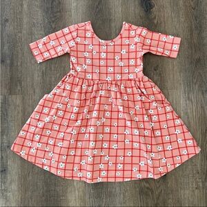 Hanna Andersson Twirl Ballet Dress peach grid floral 4T